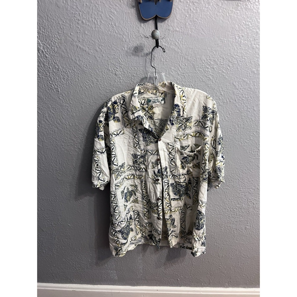 Two Palms Shirt Mens Button‎ Up Short Sleeve Size Large Hawaiian